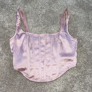Pink satin corset